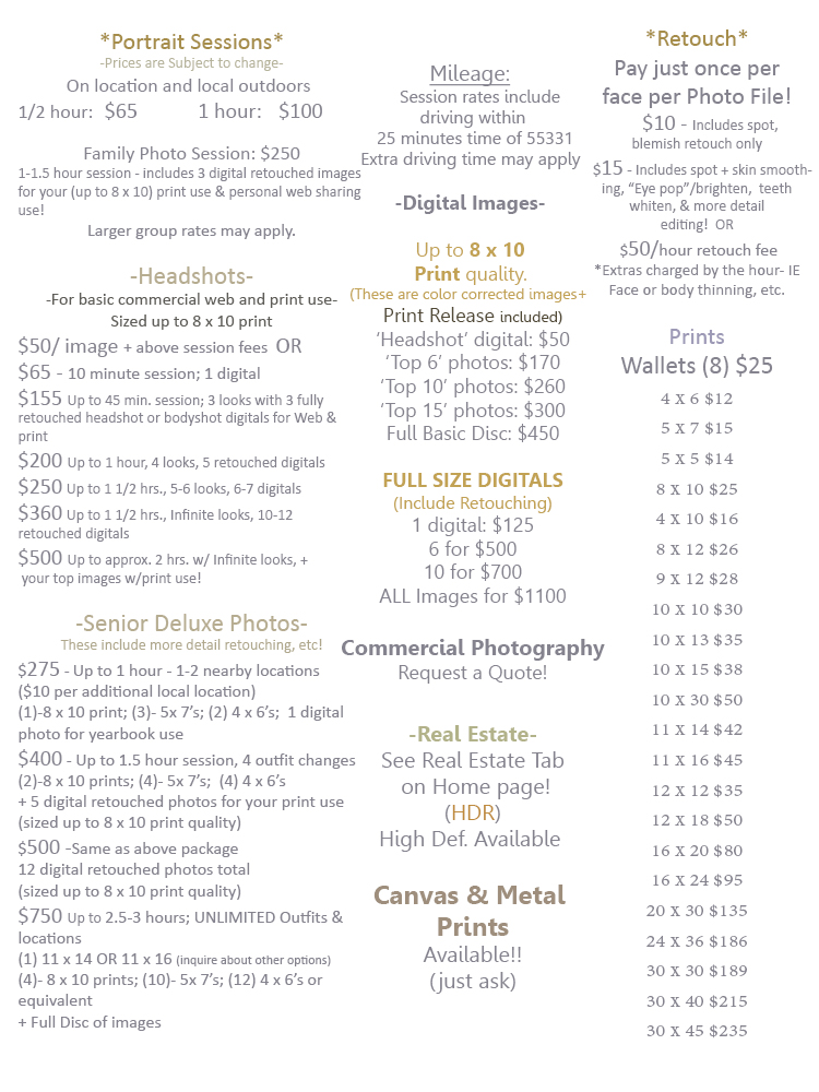 Full Pricing Sheet excluding Canvas 5.29.2025